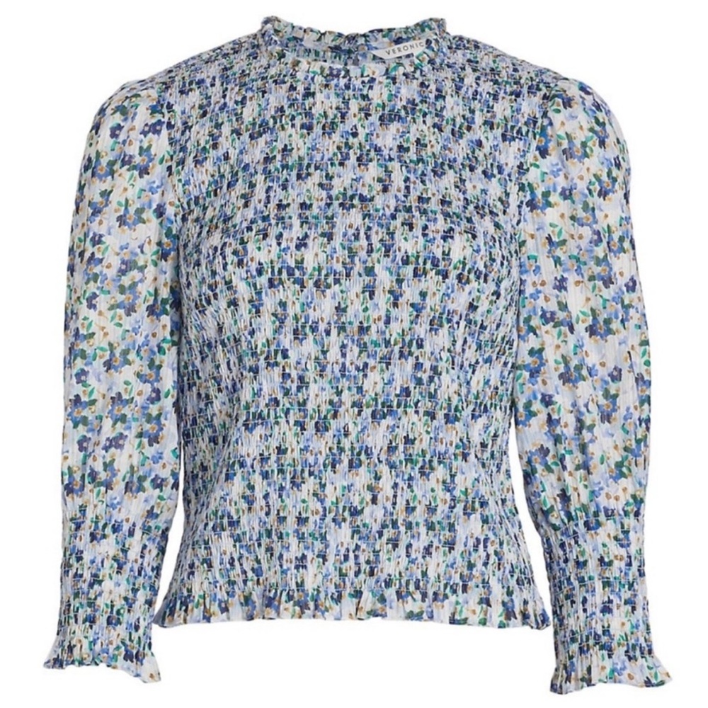 Veronica Beard Kali Floral Smocked Top